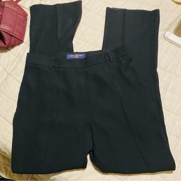 LOUIS VUITTON black flat front womens slim straight trousers pants eur40… - Picture 5 of 12